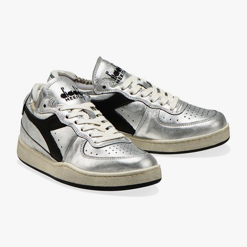 Diadora MI Basket Lave Sneakers Sølv | GYTLQZM-18